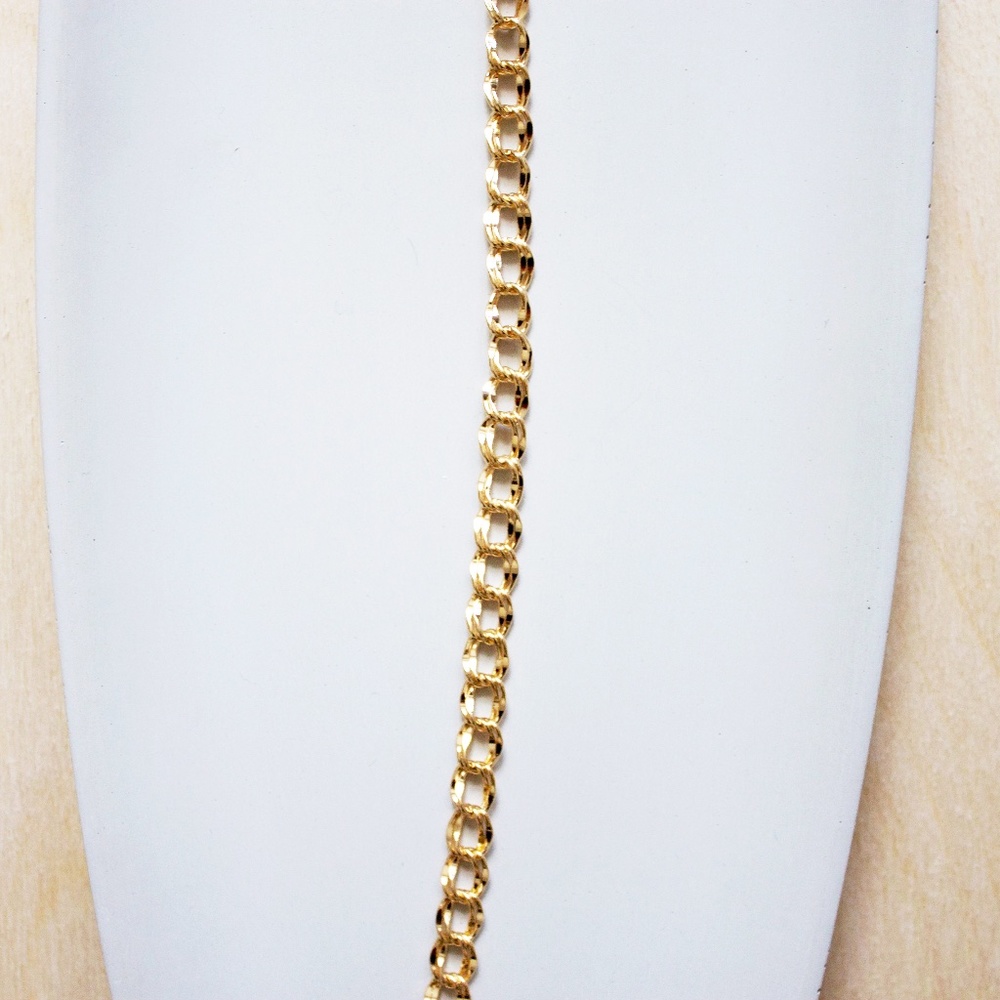 Gold Fill Flat Parallel Double Link Cuban Chain Necklace